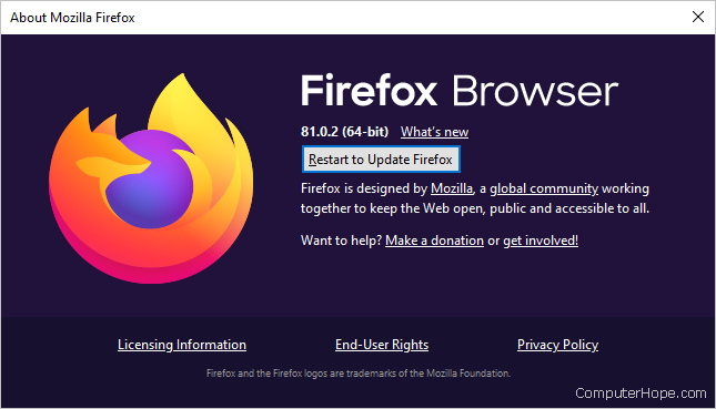 About window in Firefox.