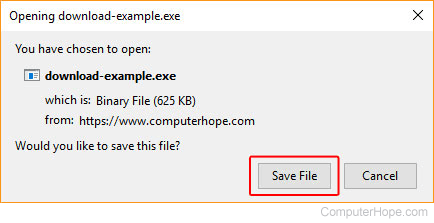 Prompt asking users if they'd like to save a download.