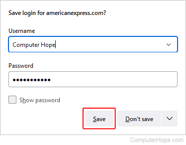Saving a password in Firefox