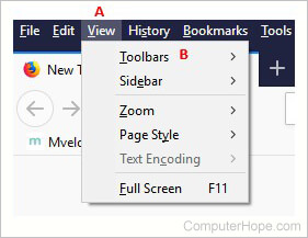 Toolbar option in Mozilla Firefox
