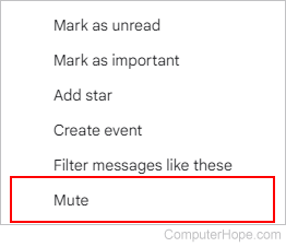 Mute selector in Gmail.
