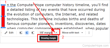 Google Docs Word Art drawing margin