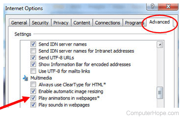 Disable animated GIF in Internet Explorer