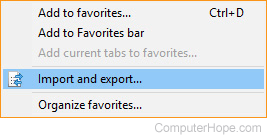 Import and export selector in Internet Explorer.