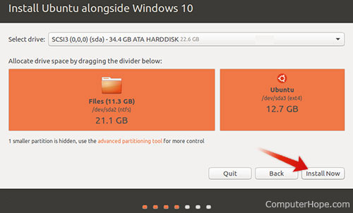 Ubuntu installer partition setup