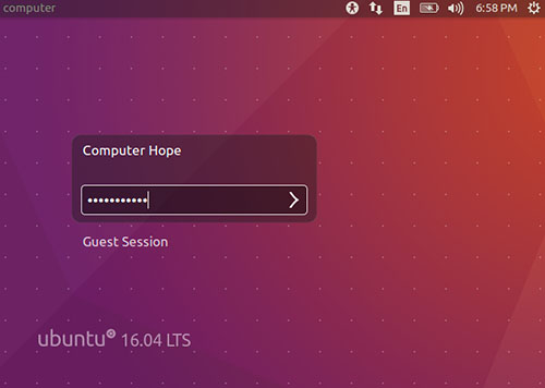 Ubuntu login prompt