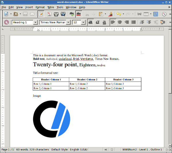 LibreOffice document view