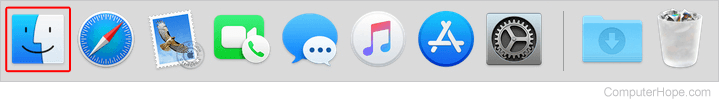 Launch icon for Finder in the Dock of macOS.