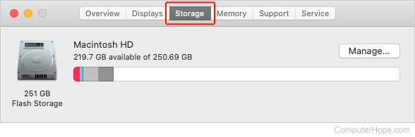 macOS Storage tab