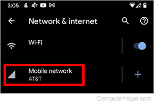 Android Mobile Network settings