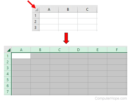 Select all cells in Microsoft Excel
