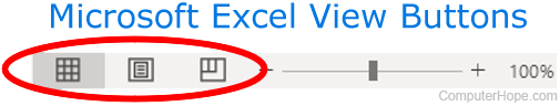 Microsoft Excel view buttons