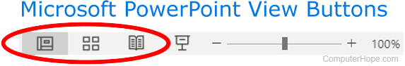 Microsoft PowerPoint view buttons