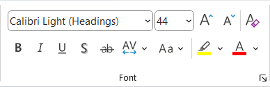 Font formatting options in Microsoft PowerPoint.