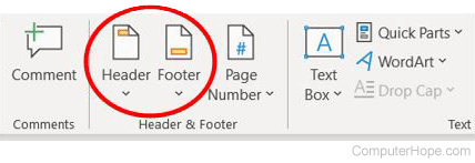 Add header or footer in Microsoft Word