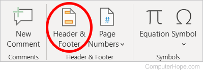 View header and footer in Microsoft Word Online.