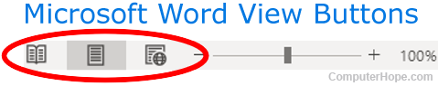 Microsoft Word view buttons