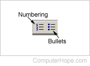 Microsoft Word bullets button