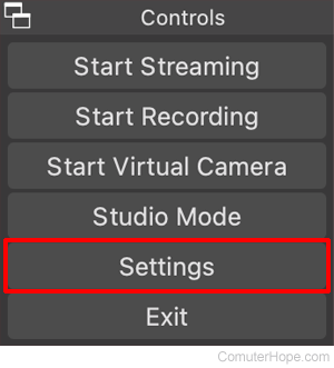 OBS Studio Controls Settings