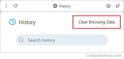 Opera clear browsing data button.