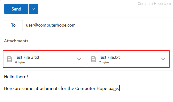 Successful attachment in Outlook.com mail.
