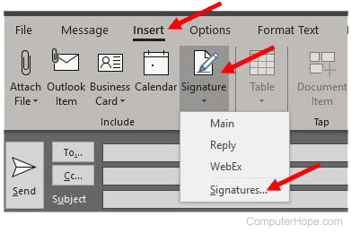 Create a new signature in Microsoft Outlook.