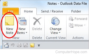Create note in Outlook 2010