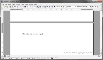 Word Page break with separate pages