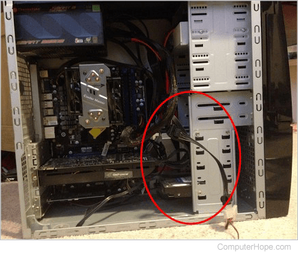 location of hard drive in a computer case
