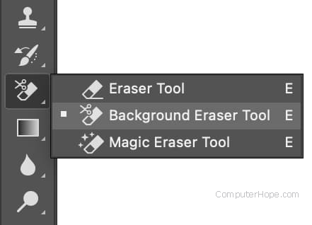 Photoshop background eraser tool location