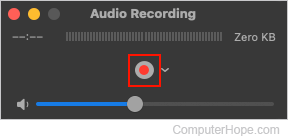 Beginning a recording in QuickTime.