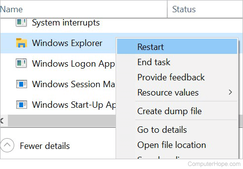 Restart the Windows Explorer process in Task Manager.