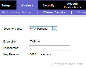 Wireless Security on router setup