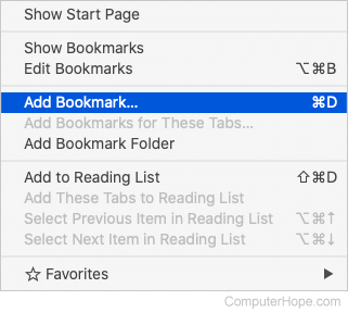 Add bookmark in Safari.