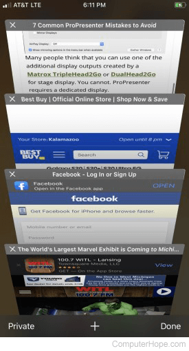 Multiple browser tabs on an iPhone