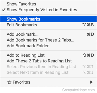 Safari show bookmarks