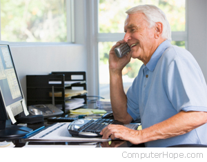 Senior Citizen on a computer