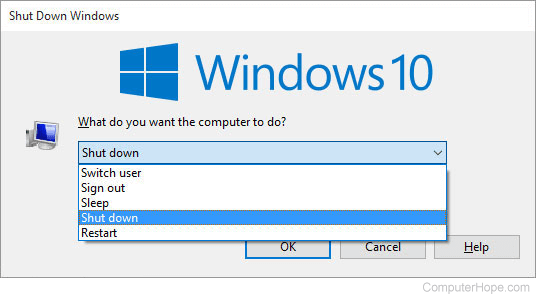 Windows 10 Shut down