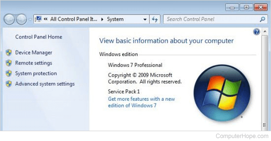 Microsoft Windows XP System Properties