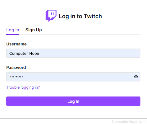 Twitch log in prompt