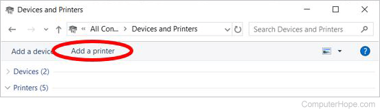 Add printer in Windows 10