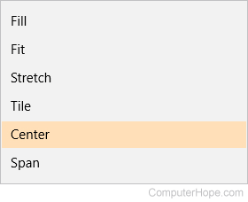 Choose a fit menu in Windows 10.