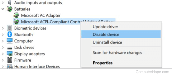 Disable battery in Windows Device Manager.
