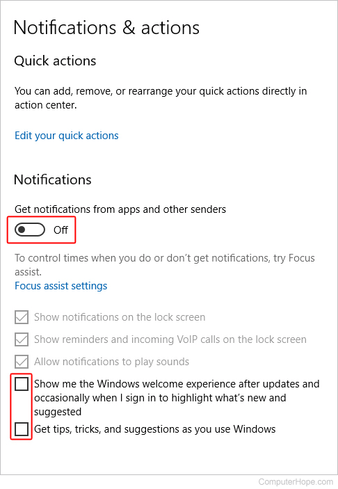 Disable all notifications