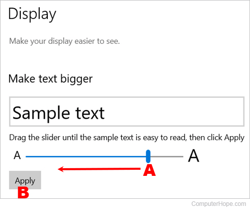 Reduce font size in Windows 10