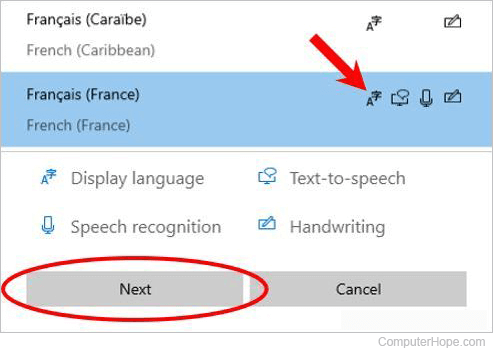 Windows 10 Add language selection