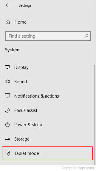 Tablet mode selector