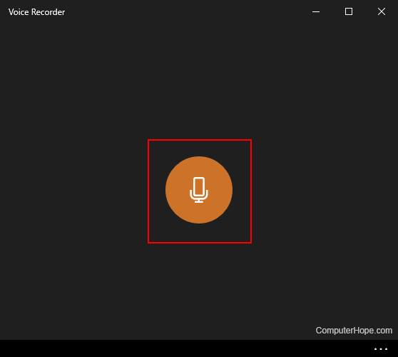 Start Recording button on Windows 10 Voice Recorder.