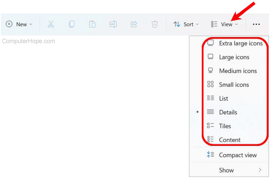 File display options in Windows Explorer - Windows 11
