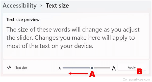 Reduce font size in Windows 11